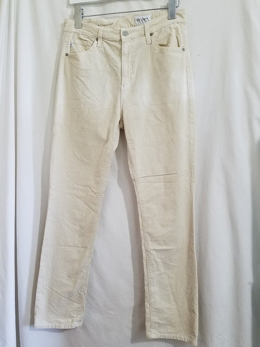 AG Adriano Goldschmied Mari High Rise Slim Straight Jeans Size 30 Ivory Soft